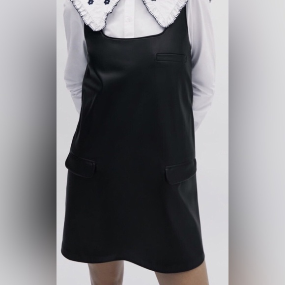 ZARA faux vegan leather pinafore overall dress size large - Picture 11 of 12
